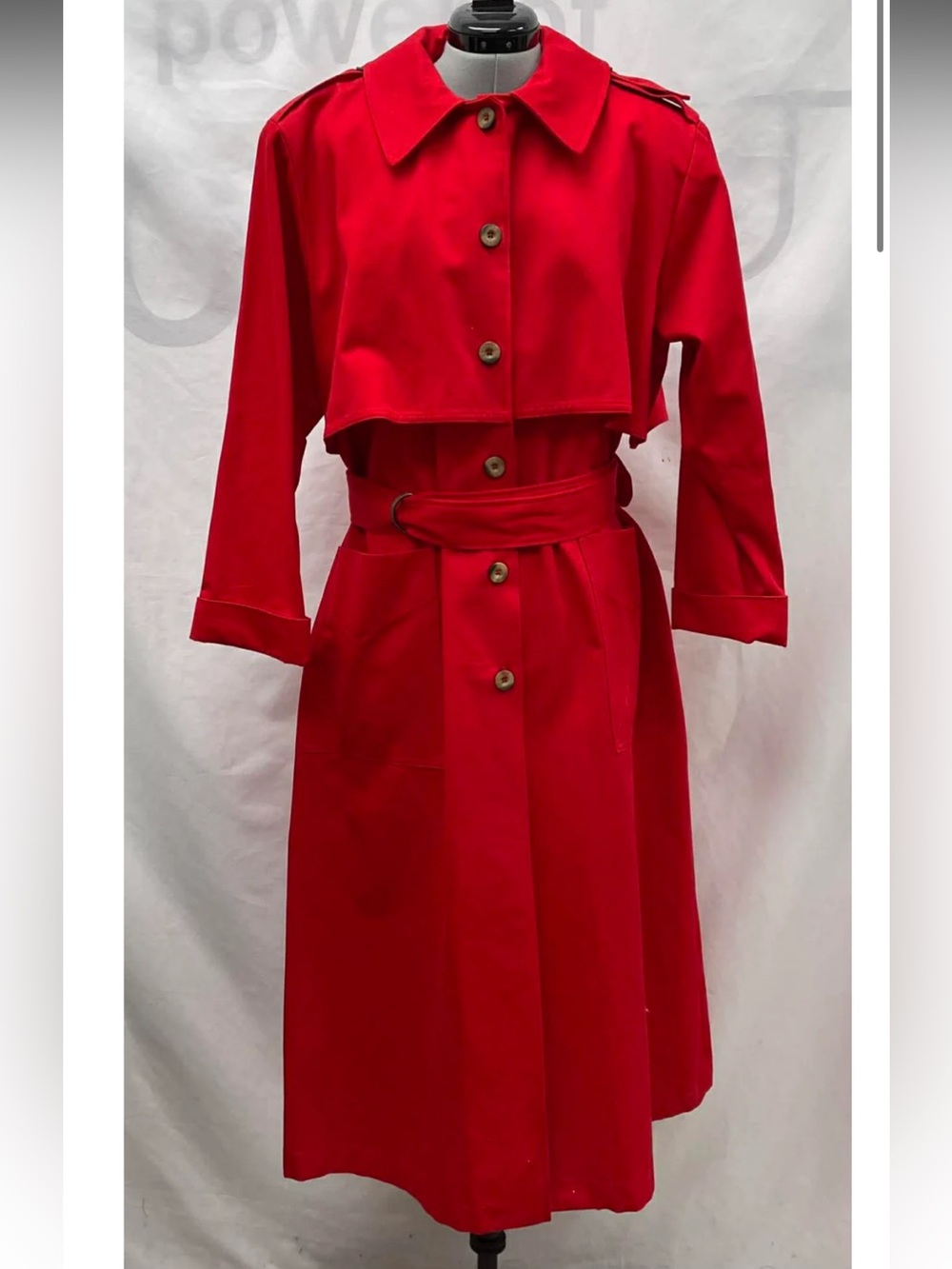 CLEWS CLOTHING COMPANY Vintage Cotton Red Trench Coat with Belt